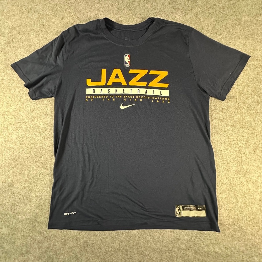 Nike Utah Jazz Basketball T-Shirt Mens Large Navy Blue Dri-Fit NBA